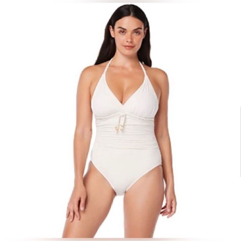 Bleu Rod Beattie NWT Halterneck One-Piece Swimsuit in Coconut Water Sz 4